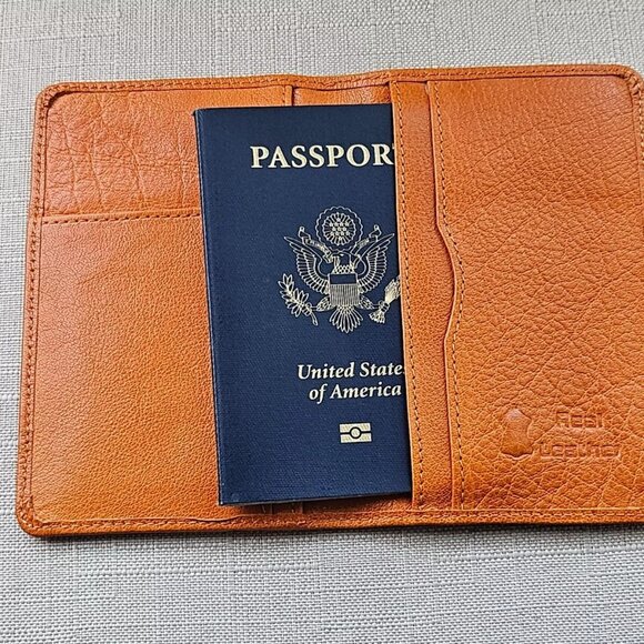 Other - Genuine Leather Passport Holder Handmade Wallet Bifold Mustard Yellow Cardholder